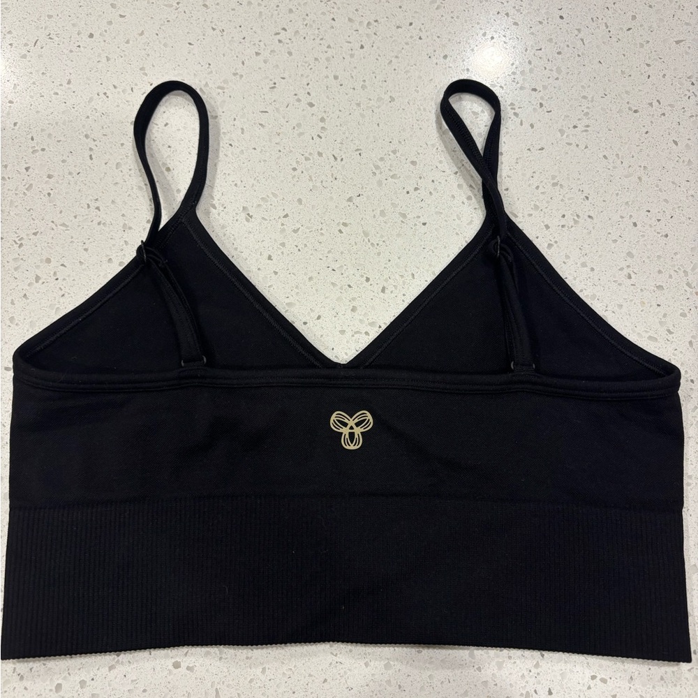 Aritzia Black Crop Bralette with Gold Logo